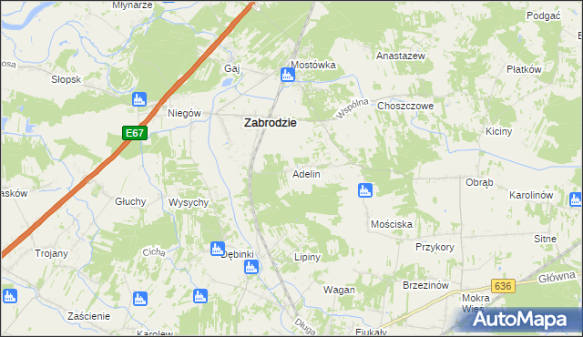 mapa Adelin gmina Zabrodzie, Adelin gmina Zabrodzie na mapie Targeo