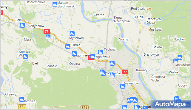 mapa Agatówka gmina Zaleszany, Agatówka gmina Zaleszany na mapie Targeo