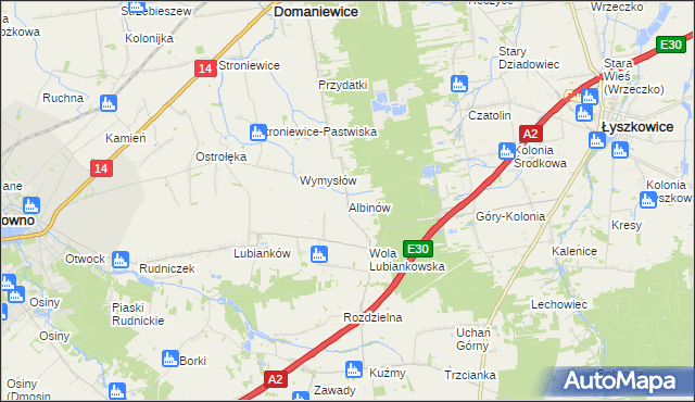 mapa Albinów gmina Głowno, Albinów gmina Głowno na mapie Targeo