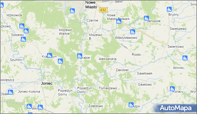 mapa Aleksandria gmina Nowe Miasto, Aleksandria gmina Nowe Miasto na mapie Targeo