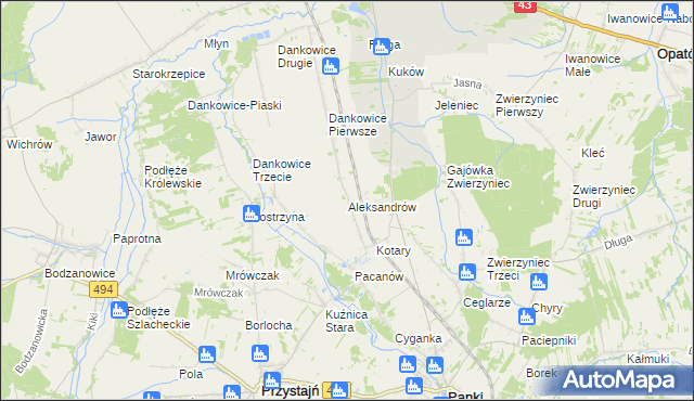 mapa Aleksandrów gmina Panki, Aleksandrów gmina Panki na mapie Targeo