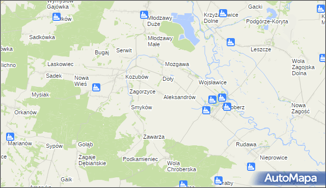 mapa Aleksandrów gmina Pińczów, Aleksandrów gmina Pińczów na mapie Targeo