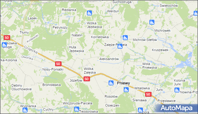 mapa Aleksandrów gmina Pniewy, Aleksandrów gmina Pniewy na mapie Targeo