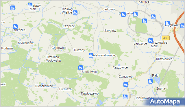 mapa Aleksandrowice gmina Wińsko, Aleksandrowice gmina Wińsko na mapie Targeo