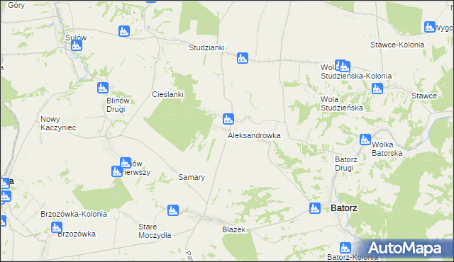 mapa Aleksandrówka gmina Batorz, Aleksandrówka gmina Batorz na mapie Targeo