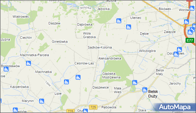 mapa Aleksandrówka gmina Belsk Duży, Aleksandrówka gmina Belsk Duży na mapie Targeo