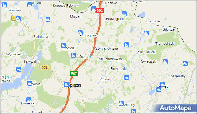 mapa Aleksandrówka gmina Szypliszki, Aleksandrówka gmina Szypliszki na mapie Targeo