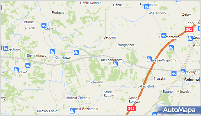 mapa Aleksandrowo gmina Troszyn, Aleksandrowo gmina Troszyn na mapie Targeo