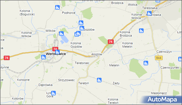 mapa Alojzów gmina Werbkowice, Alojzów gmina Werbkowice na mapie Targeo