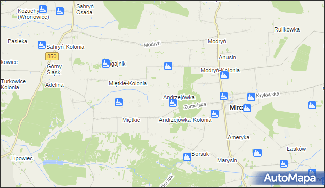 mapa Andrzejówka gmina Mircze, Andrzejówka gmina Mircze na mapie Targeo