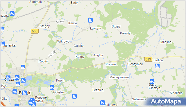 mapa Anglity, Anglity na mapie Targeo