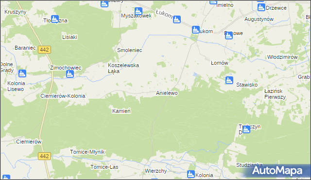 mapa Anielewo gmina Zagórów, Anielewo gmina Zagórów na mapie Targeo