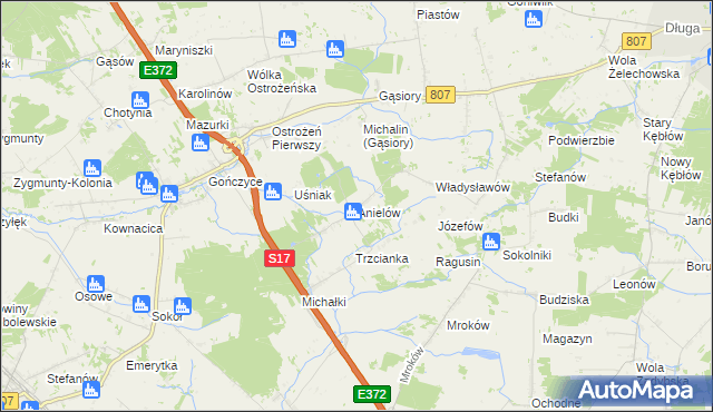 mapa Anielów gmina Sobolew, Anielów gmina Sobolew na mapie Targeo