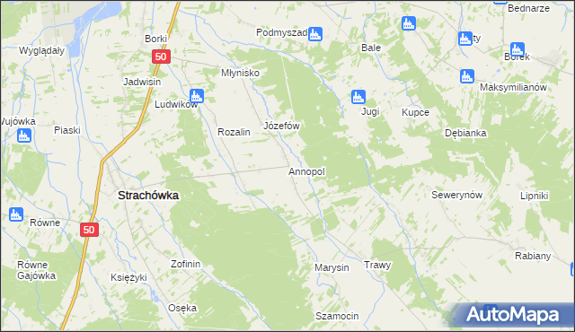 mapa Annopol gmina Strachówka, Annopol gmina Strachówka na mapie Targeo