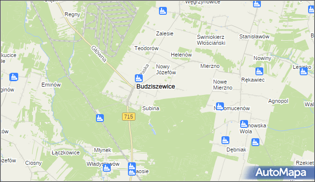 mapa Antolin gmina Budziszewice, Antolin gmina Budziszewice na mapie Targeo