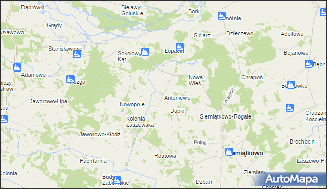 mapa Antoniewo gmina Siemiątkowo, Antoniewo gmina Siemiątkowo na mapie Targeo
