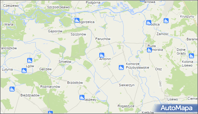 mapa Antonin gmina Żerków, Antonin gmina Żerków na mapie Targeo