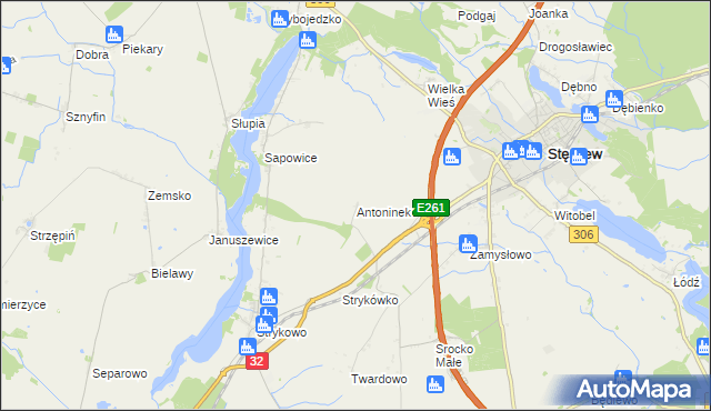 mapa Antoninek gmina Stęszew, Antoninek gmina Stęszew na mapie Targeo