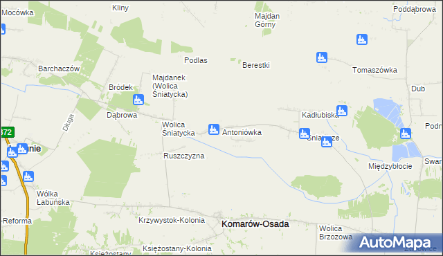 mapa Antoniówka gmina Komarów-Osada, Antoniówka gmina Komarów-Osada na mapie Targeo