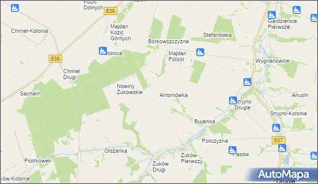mapa Antoniówka gmina Krzczonów, Antoniówka gmina Krzczonów na mapie Targeo
