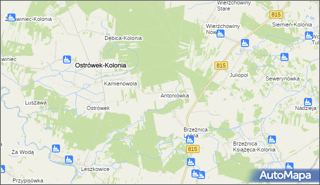 mapa Antoniówka gmina Ostrówek, Antoniówka gmina Ostrówek na mapie Targeo