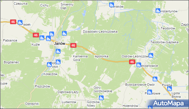 mapa Apolonka gmina Janów, Apolonka gmina Janów na mapie Targeo