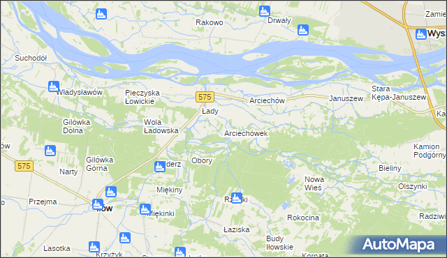 mapa Arciechówek, Arciechówek na mapie Targeo