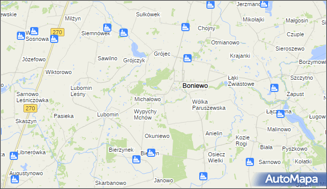 mapa Arciszewo gmina Boniewo, Arciszewo gmina Boniewo na mapie Targeo