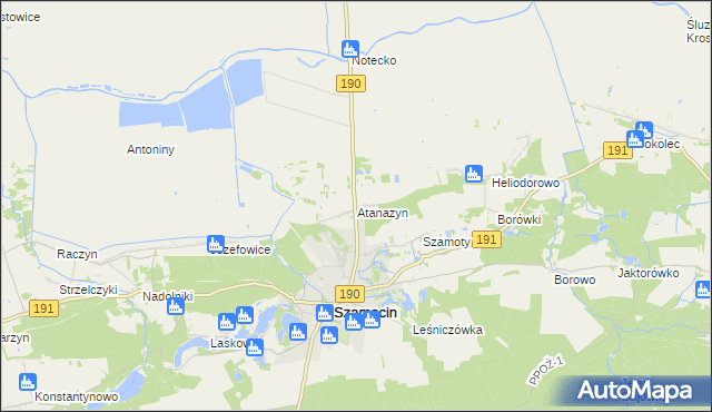 mapa Atanazyn, Atanazyn na mapie Targeo