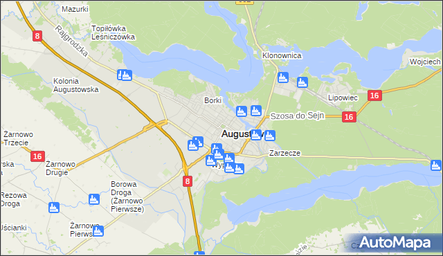 mapa Augustów, Augustów na mapie Targeo