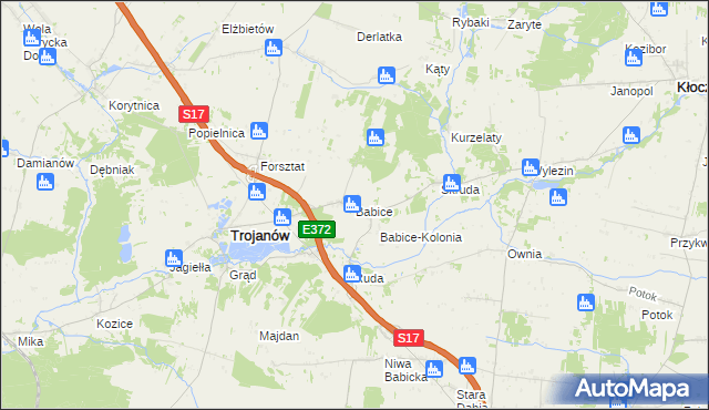 mapa Babice gmina Trojanów, Babice gmina Trojanów na mapie Targeo