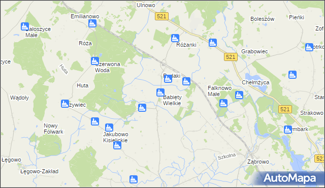 mapa Babięty Wielkie, Babięty Wielkie na mapie Targeo