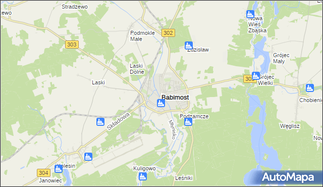mapa Babimost, Babimost na mapie Targeo