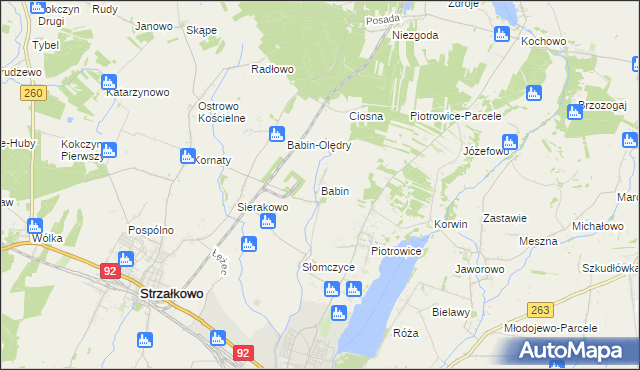 mapa Babin gmina Strzałkowo, Babin gmina Strzałkowo na mapie Targeo