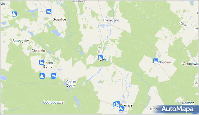 mapa Babin gmina Trzcińsko-Zdrój, Babin gmina Trzcińsko-Zdrój na mapie Targeo