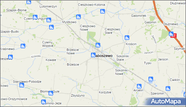 mapa Baboszewo, Baboszewo na mapie Targeo