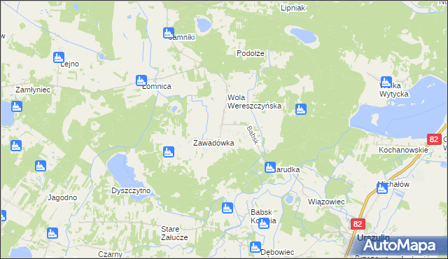 mapa Babsk gmina Urszulin, Babsk gmina Urszulin na mapie Targeo