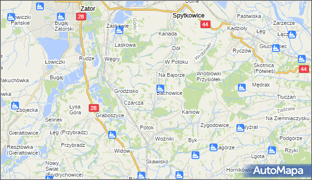 mapa Bachowice, Bachowice na mapie Targeo