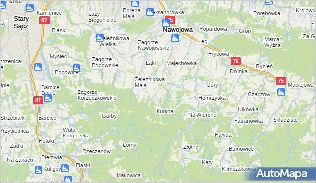 mapa Bącza-Kunina, Bącza-Kunina na mapie Targeo