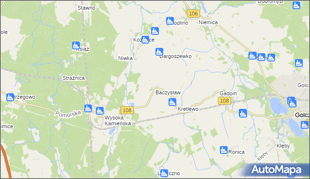 mapa Baczysław, Baczysław na mapie Targeo