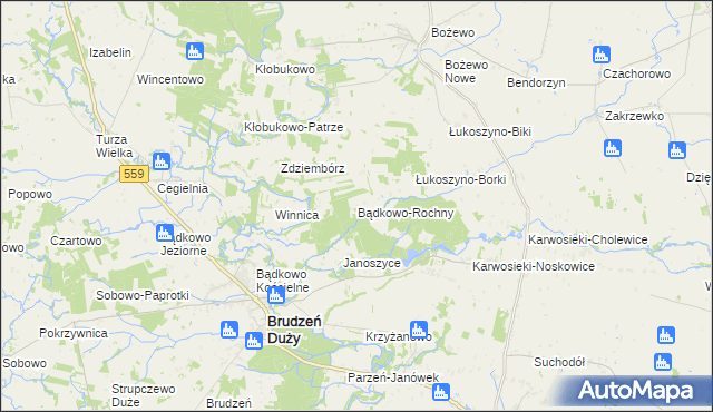 mapa Bądkowo-Rochny, Bądkowo-Rochny na mapie Targeo