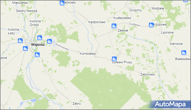 mapa Bagienice gmina Wąsosz, Bagienice gmina Wąsosz na mapie Targeo