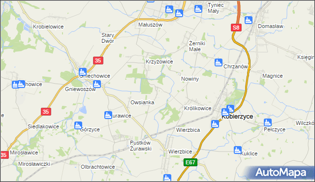mapa Bąki gmina Kobierzyce, Bąki gmina Kobierzyce na mapie Targeo