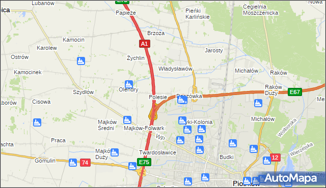 mapa Bąkowiec gmina Grabica, Bąkowiec gmina Grabica na mapie Targeo