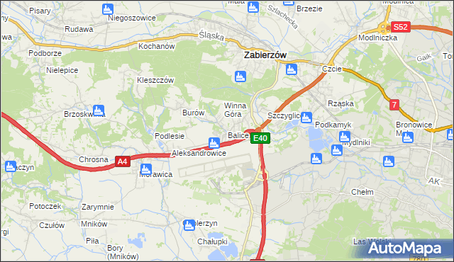 mapa Balice gmina Zabierzów, Balice gmina Zabierzów na mapie Targeo