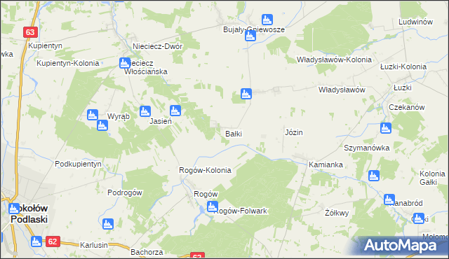 mapa Bałki gmina Repki, Bałki gmina Repki na mapie Targeo