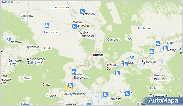 mapa Bałtów powiat ostrowiecki, Bałtów powiat ostrowiecki na mapie Targeo