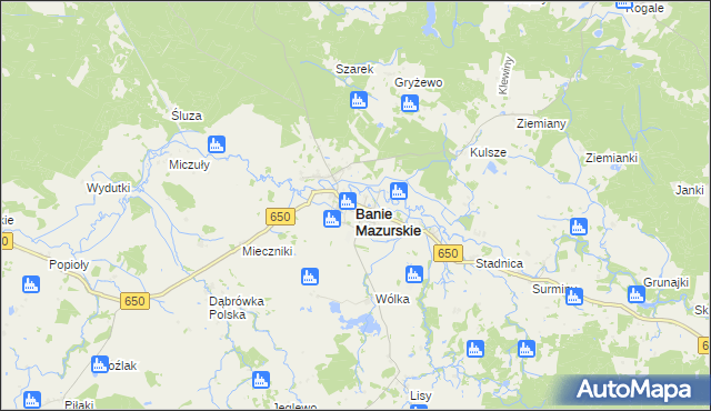 mapa Banie Mazurskie, Banie Mazurskie na mapie Targeo