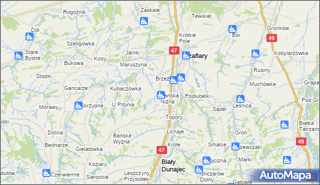 mapa Bańska Niżna, Bańska Niżna na mapie Targeo