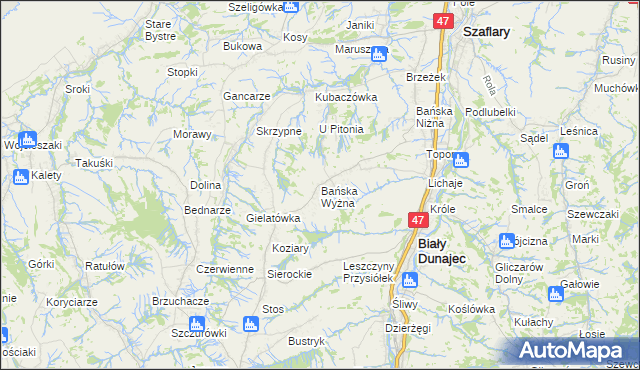 mapa Bańska Wyżna, Bańska Wyżna na mapie Targeo